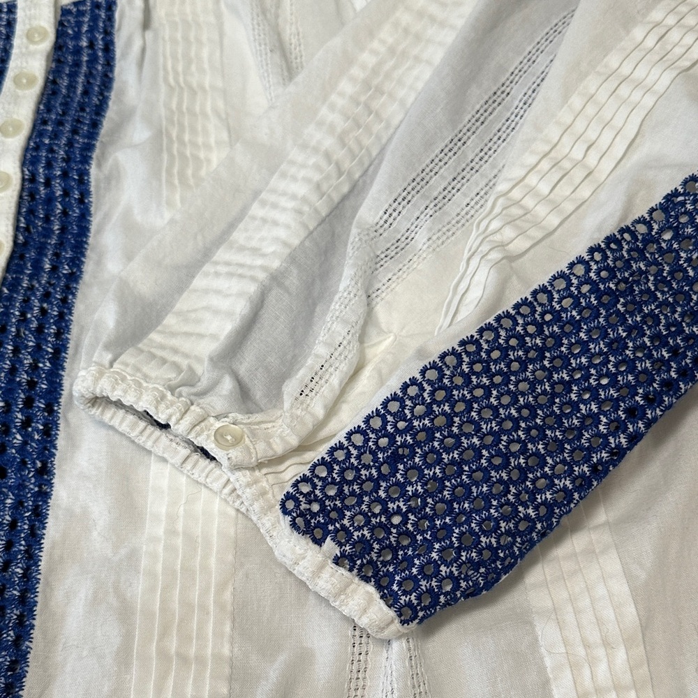 Soft Surroundings White and Navy Blouse - Picture 7 of 11